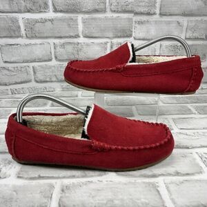 Lands’ End Women’s Size 10 Red Suede Leather Moccasin Slippers